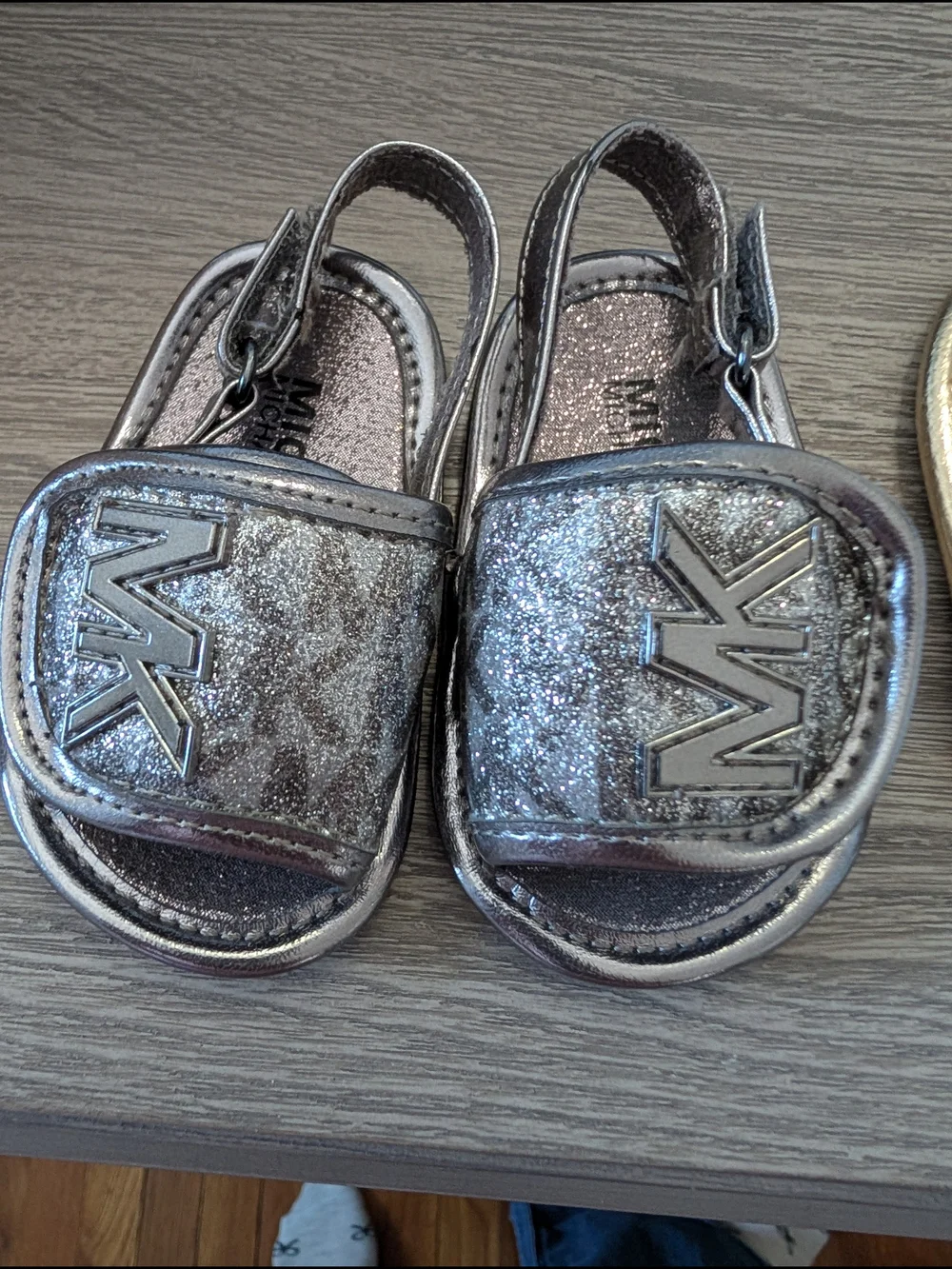 Michael Kors Baby Girls Metallic Silver and Gold Logo Sandals Size Baby2 (2pairs